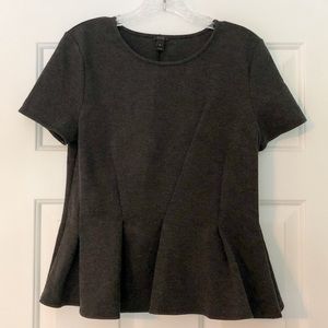 JCrew Grey Structured Peplum Top